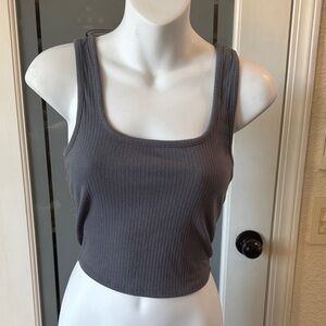 Gray Ribbed Tank Top